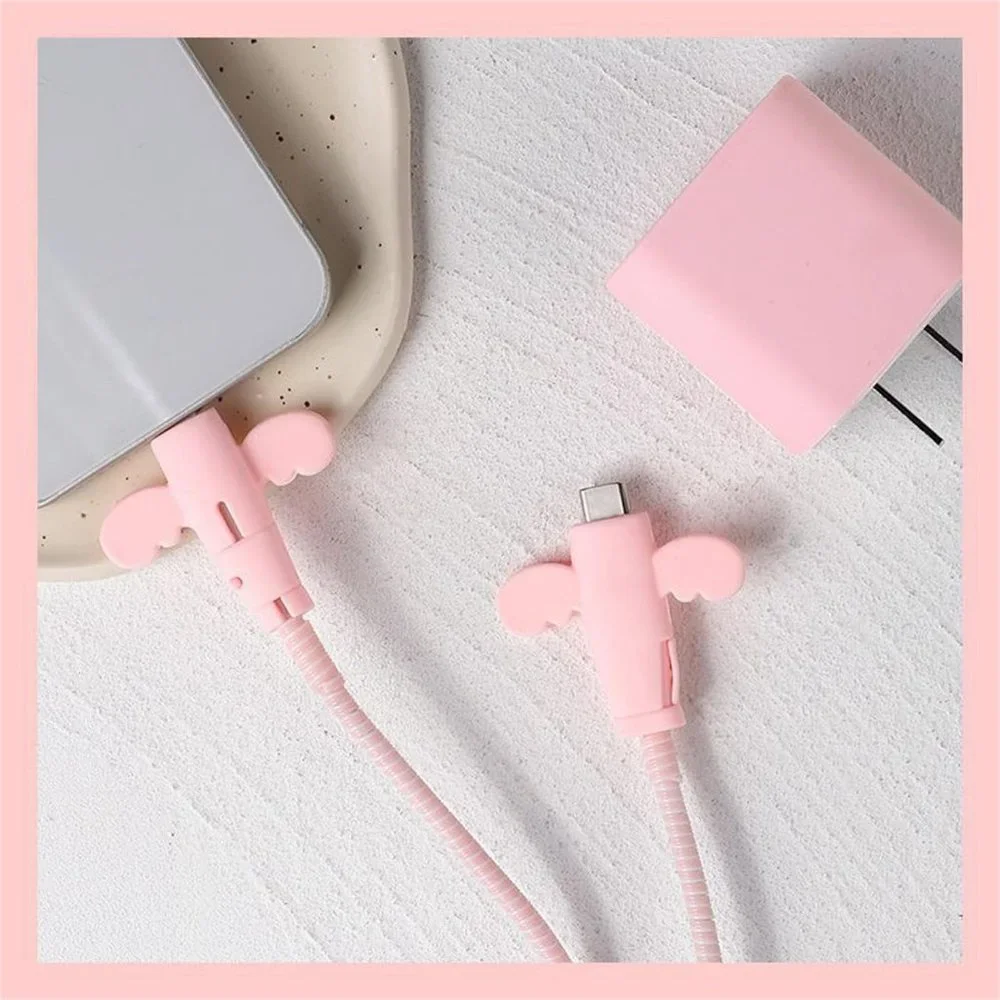 Durable Silicon Angel Wings Data Cable Protective Cover Charging Cable